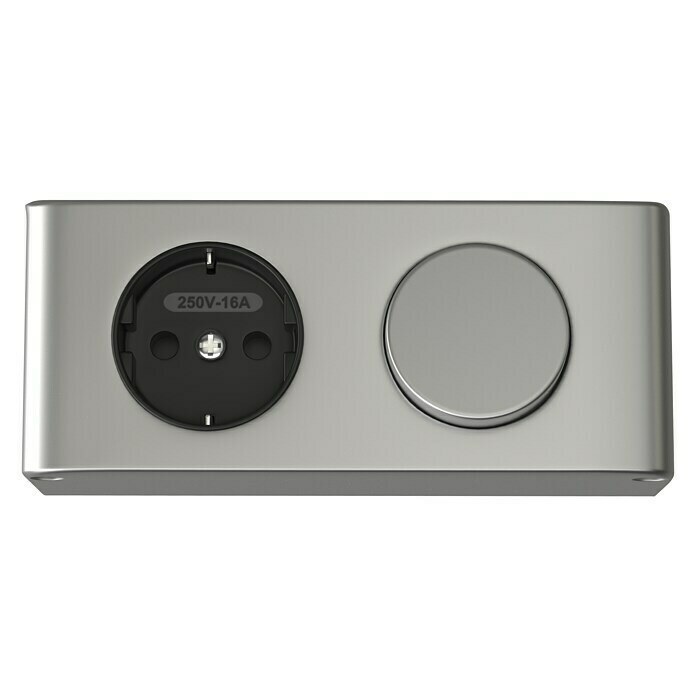 Schalter mit Steckdose silber für Spiegelschrank