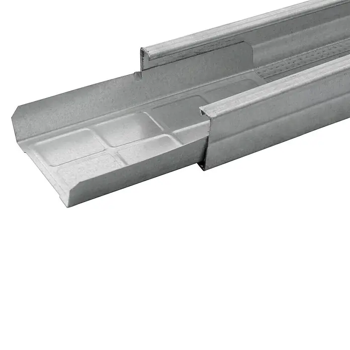 Placafix Elemento de unión para perfiles Empalme TC60 - Plateado - Esta imagen muestra un perfil metálico, ideal para la construcción de paneles de yeso, destacando su diseño robusto para una mayor estabilidad.
