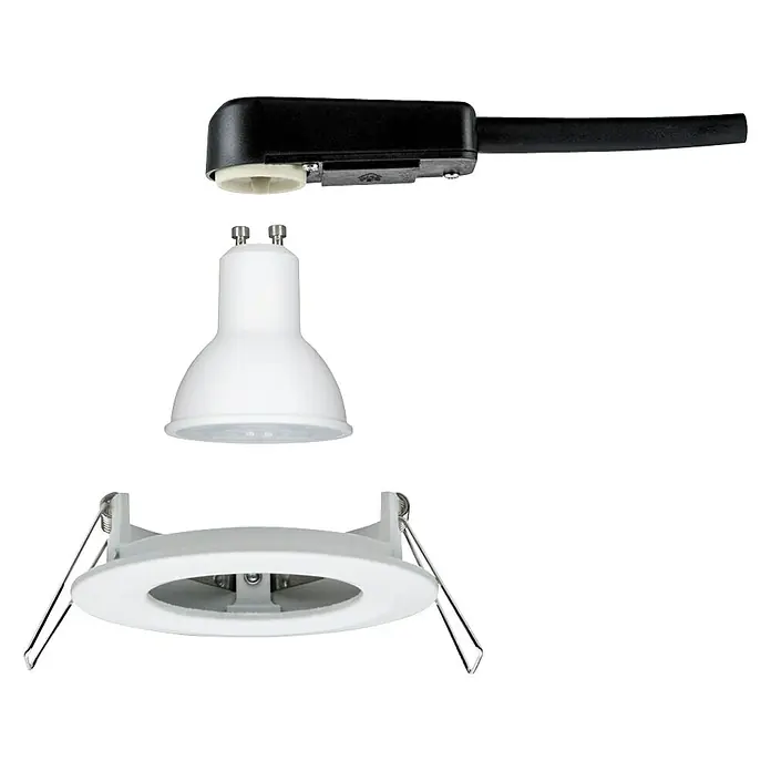 Paulmann LED-Einbauleuchte Nova - 6,5 W, Weiß, Warmweiß, 1 Stk., IP23 - LED-Einbaustrahler-Set mit schwarzer Schiene und weißer Halterung für stilvolle Beleuchtung im Innenbereich.