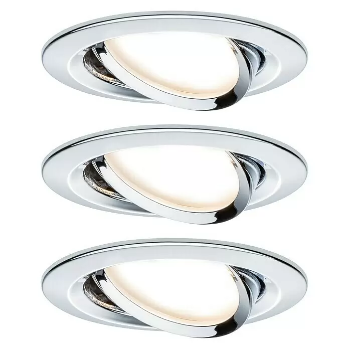 Paulmann Downlight LED empotrable Nova Plus Coin orientables - 6,8 W, Cromo, Diámetro: 8,4 cm - Downlight LED empotrable cromado y orientable con luz blanca cálida.