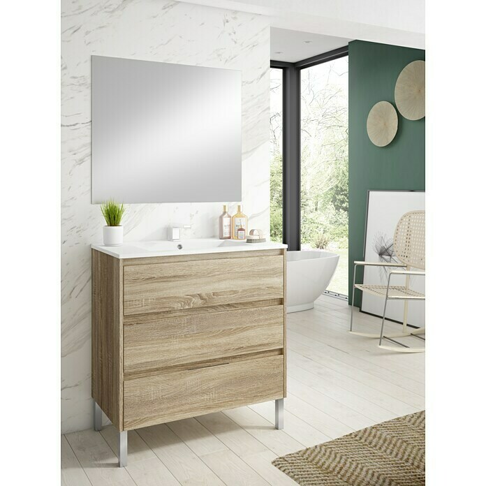 Mueble de lavabo Alexa (L x An x Al: 45 x 100 x 85 cm, Roble, Melamina) | BAUHAUS