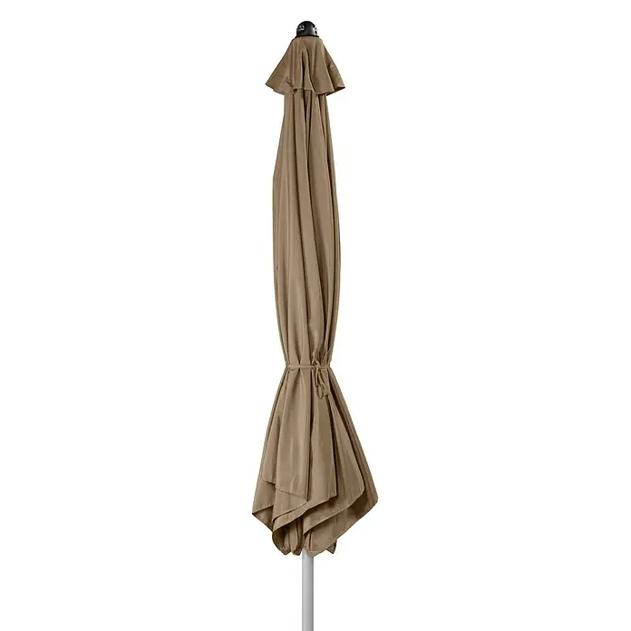 Doppler Active Marktschirm rund Auto Tilt - Greige, Durchmesser Bespannung: 320 cm - Geschlossener beiger Sonnenschirm mit grauem Mast, ideal für den Garten oder die Terrasse und bietet Schutz vor der Sonne.