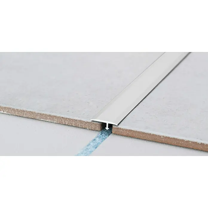 LOGOCLIC T-Profil 263 - Silber, 2,7 m x 20 mm, Montageart: Kleben - Metallübergangsprofil zwischen Fliesen, ideal zum Abdecken von Fugen und Übergängen im Bodenbereich.