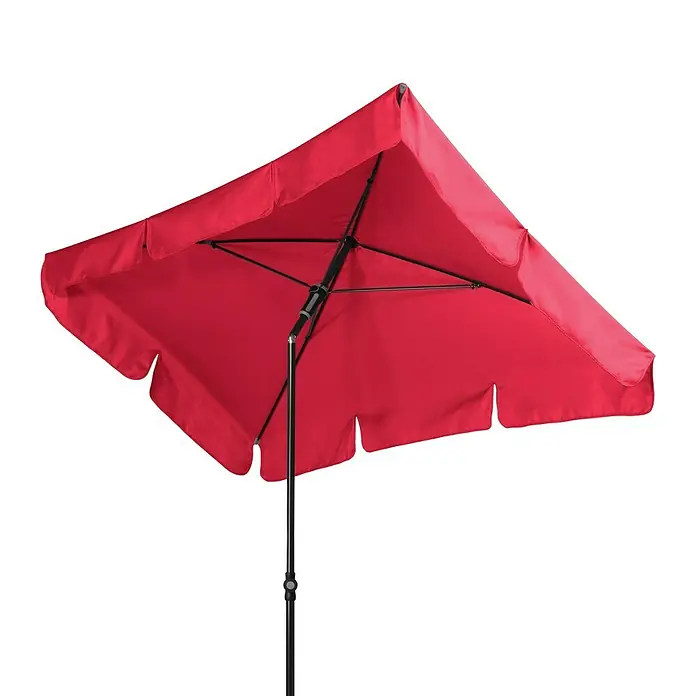 Doppler Sunline Marktschirm Waterproof Neo - Rot, Bespannungsmaß (L x B): 225 x 120 cm - Roter quadratischer Sonnenschirm mit schwarzem Gestell, ideal für den Garten oder die Terrasse.