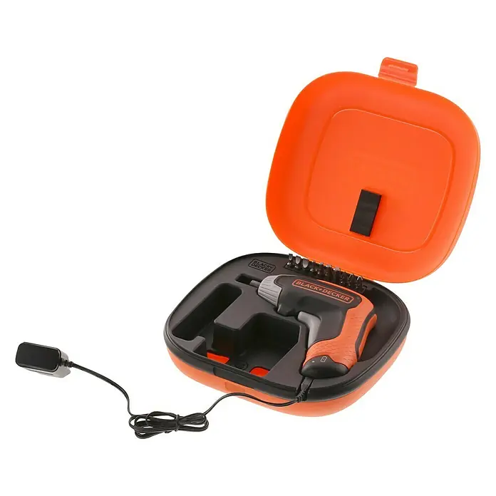 Black+Decker Atornillador de batería BCF611CK-QW - 3,6 V, 1 batería - Destornillador inalámbrico Black+Decker con accesorios en un estuche naranja. Ideal para proyectos de bricolaje y reparaciones.