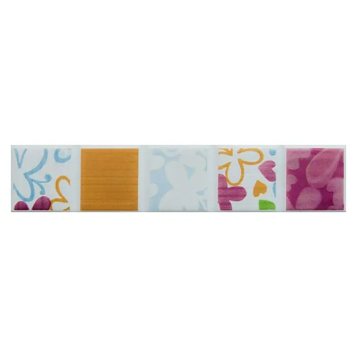 Cenefa para baldosas Arcoiris - 25 x 5 cm, Multicolor - Azulejo decorativo con diseño floral. Este elegante azulejo es perfecto para diseñar baños y cocinas y aporta colores frescos a tu hogar.