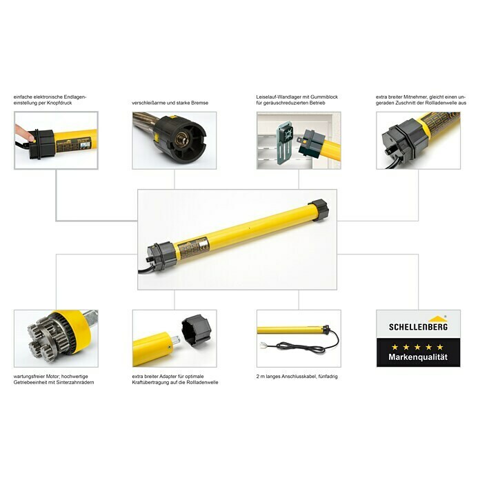 Schellenberg Rohrmotor Maxi Plus 10Max. Rollladenfläche: 4,2 m² bei Kunststoffrollläden, Einbaulänge: 555 mm, Zugkraft: 20 kg Detail Shot