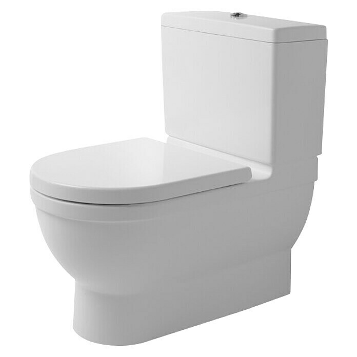 Duravit Starck 3 Stand-WC-KombinationMit Spülrand, Mit antibakterieller Glasur, Spülform: Tief, WC Abgang: Waagerecht, Weiß Front View