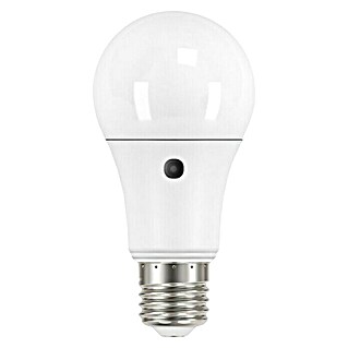 Garza Bombilla LED con sensor crepuscular (10 W, E27, Color de luz: Blanco neutro, No regulable, Redonda)