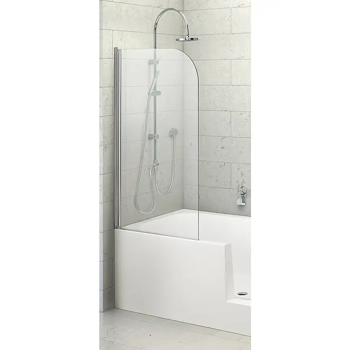 Ottofond Badewannenaufsatz Flint B - B x H: 80 x 140 cm, 1 Stk., Chrom, Passend für: Ottofond Badewanne Flint Mod. B - Eine stilvolle Badewanne mit einer modernen Duschwand aus Glas und einer eleganten Duscharmatur.