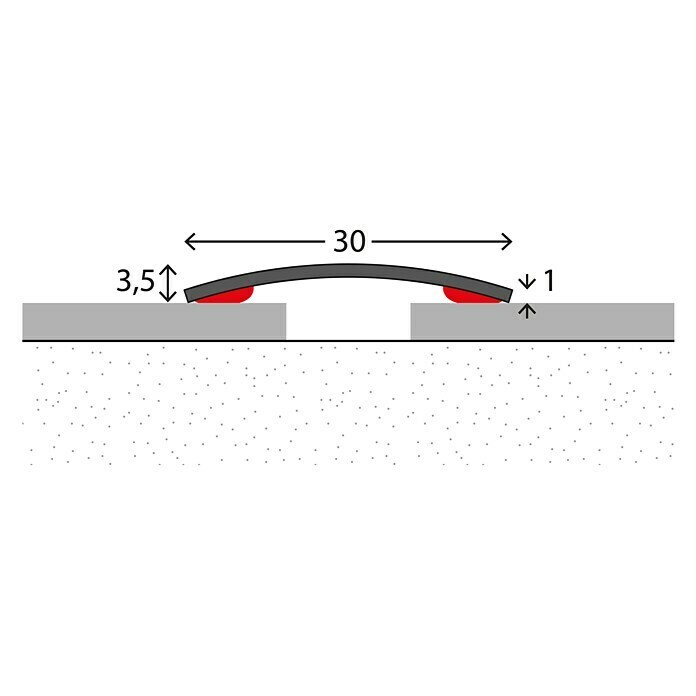 LOGOCLIC Prijelazni profil (Mat plemeniti čelik, 0,9 m x 30 mm x 3,5 mm, Vrsta montaže: Lijepljenje, Nebušeno)