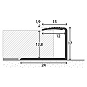 LOGOCLIC Endprofil 253 (Silber, 2,7 m x 24 mm x 17 mm, Kleben)