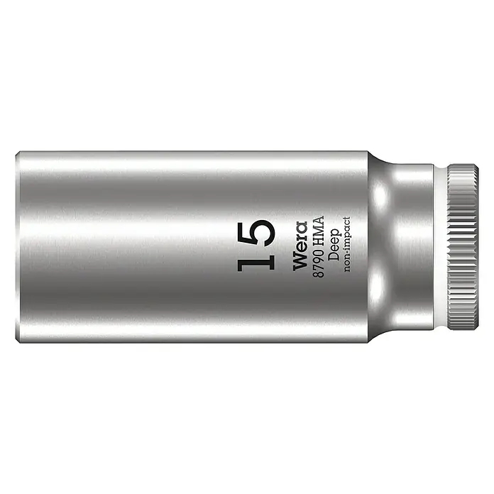 Wera Steckschlüsseleinsatz 8790 HMA - Schlüsselweite: 15 mm, Antriebsgröße: ⅜″ - Wera 8790 HMA Deep Steckschlüssel, Größe 15, für den Einsatz mit Schlagschraubern. Ideal für tiefliegende Schrauben.