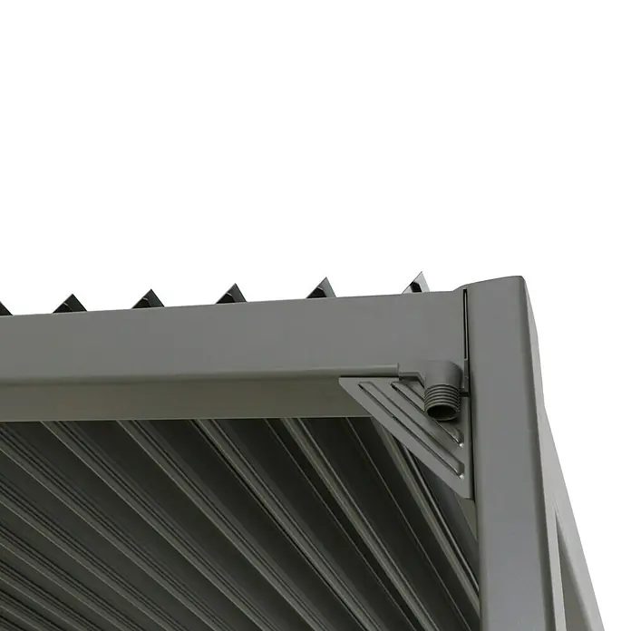 Sunfun Pérgola estándar Palma - An x Pr: 300 x 256 cm, Antracita, Aluminio - Primer plano de una pérgola gris moderna que ofrece estabilidad y refugio al aire libre. Su diseño garantiza durabilidad y resistencia a la intemperie.