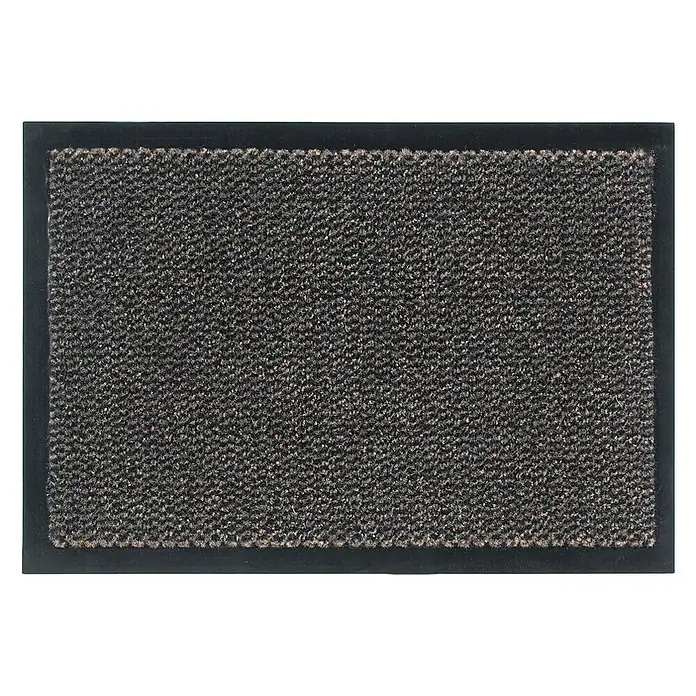 Astra Schmutzfangmatte Saphir - Braun, 180 x 120 cm - Ein rechteckiger Fußabtreter mit dunklem, strukturiertem Textilbereich und einem umlaufenden schwarzen Rand für den Innenbereich.