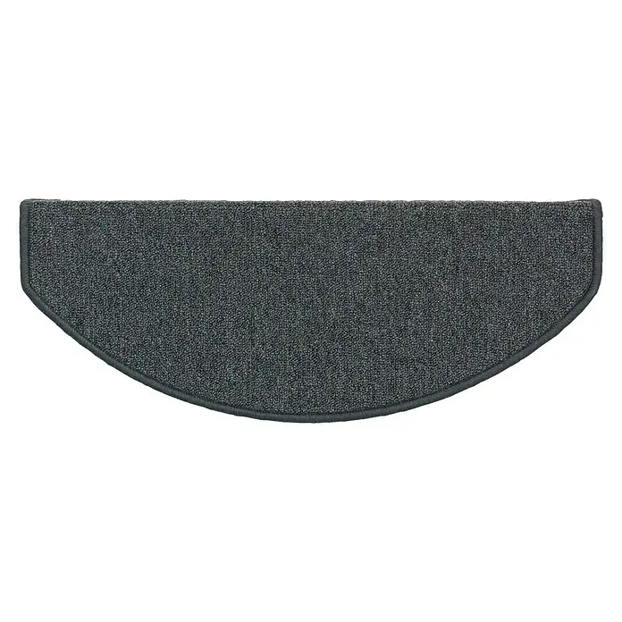 Astra Stufenmatte Fox - 28 x 65 cm, 100 % Polypropylen, Schwarz - Graue, halbmondförmige Teppichstufe für zusätzlichen Komfort und Sicherheit auf Treppen mit stilvollem Design.