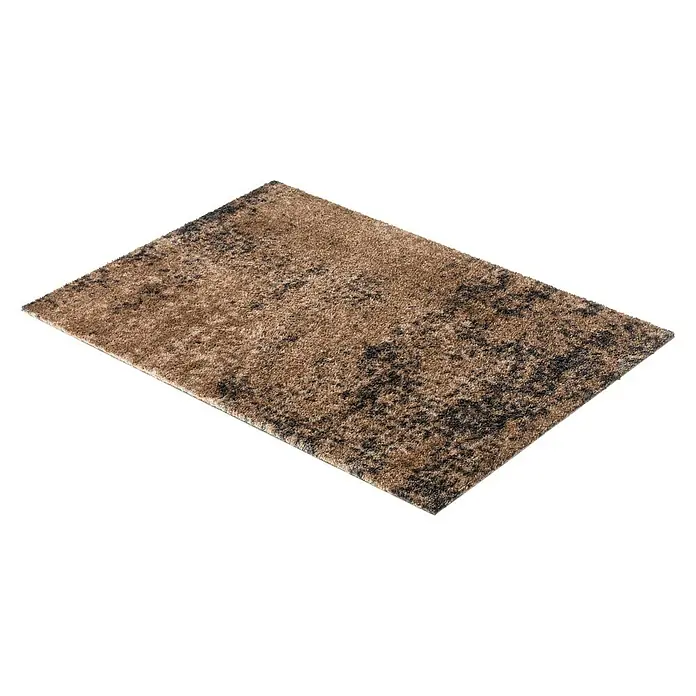 SCHÖNER WOHNEN-Kollektion Fußmatte Vintage - Braun/Schwarz, 100 x 67 cm - Nahaufnahme eines rechteckigen Teppichs mit abstraktem Muster in Braun- und Schwarztönen, ideal für moderne Wohnräume.