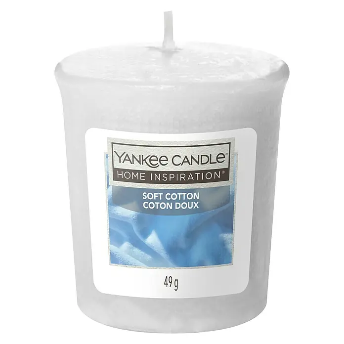 Yankee Candle Home Inspirations Votivkerze - Soft Cotton, 49 g - Weiße Yankee Candle Home Inspiration "Soft Cotton" Duftkerze mit Baumwollduft, die eine gemütliche und entspannende Atmosphäre schafft.