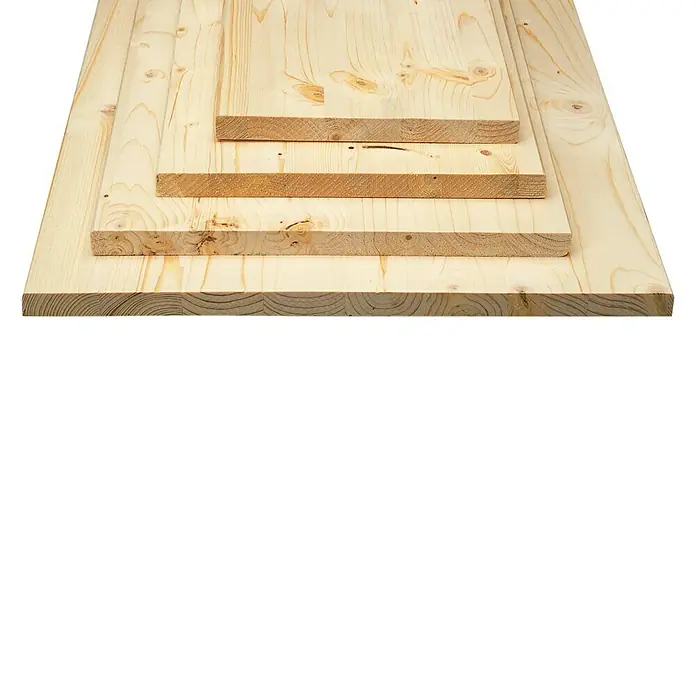 Tablero de madera laminada - Abeto rojo, Nivel de calidad del tablero de madera laminada: B/C, 80 x 20 x 1,8 cm - Tablas de madera de diferentes tamaños apiladas una encima de otra. Ideal para proyectos de construcción y bricolaje con bonitas vetas.