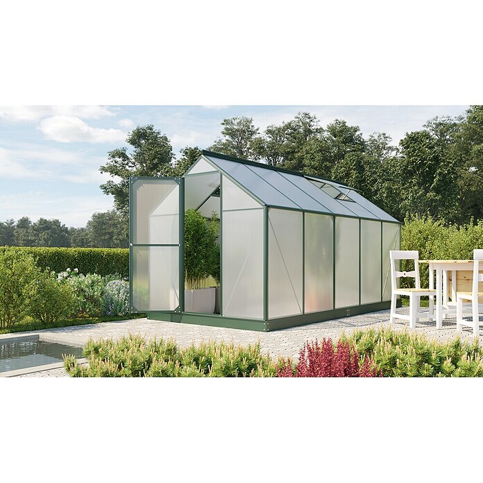 Vitavia Gewächshaus (3,77 x 1,98 x 1,96 m, Glasstärke: 4 mm, Smaragd)