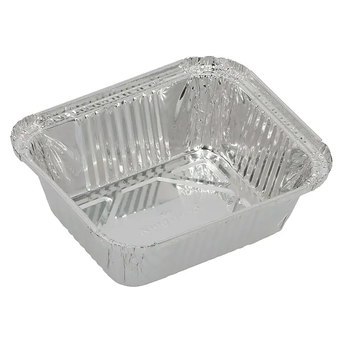 Kingstone Bandeja de aluminio para barbacoa - 14,6 x 12,5 x 4,5 cm, Aluminio - Aquí hay una bandeja para hornear desechable de aluminio plateado, perfecta para cocinar, hornear y almacenar alimentos.