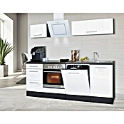 Respekta Premium Küchenzeile RP220EWCBO (Breite: 220 cm, Mit Elektrogeräten, Weiß Hochglanz)