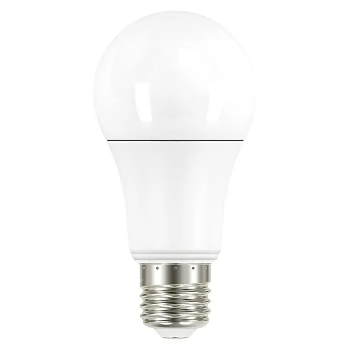 Garza Smart Home Bombilla LED - E27, Intensidad regulable, Blanco neutro, 810 lm, 9 W - Primer plano de una bombilla LED con acabado blanco mate y base plateada, ideal para iluminación de bajo consumo.