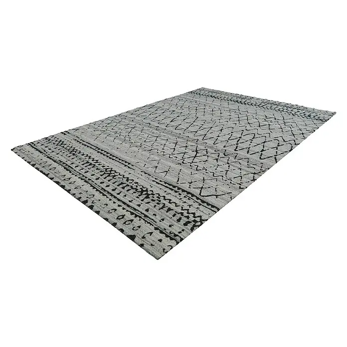 Kayoom Flachgewebeteppich Phönix - Natur/Creme, 290 x 200 cm, 75 % Wolle, 20 % Baumwolle, 5 % Polyester - Der stilvolle Teppich in Grau mit schwarzen Mustern verleiht jedem Raum einen modernen Touch. Ein echter Hingucker für Ihr Zuhause.