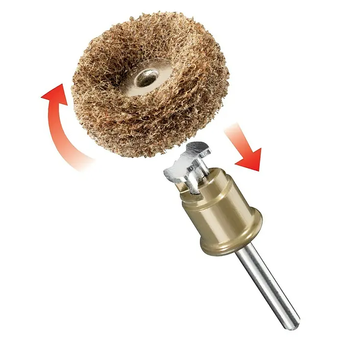 Dremel EZ SpeedClic Feinschleifscheibe 511S (K180/K280) - 28 mm, 2 Stk. - Schleifmop mit Aufnahme. Ideal zum Bearbeiten von Oberflächen aus Metall, Holz und Kunststoff. Für Bohrmaschinen geeignet.