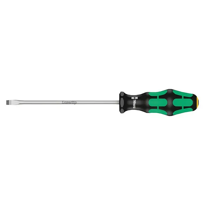 Wera Kraftform Plus Schraubendreher 334 - Klingenbreite: 6,5 mm, Klingenlänge: 150 mm - Ein Wera Schlitz-Schraubendreher mit LaserTip für besseren Halt und präzises Schrauben, ideal für Profis und Heimwerker.