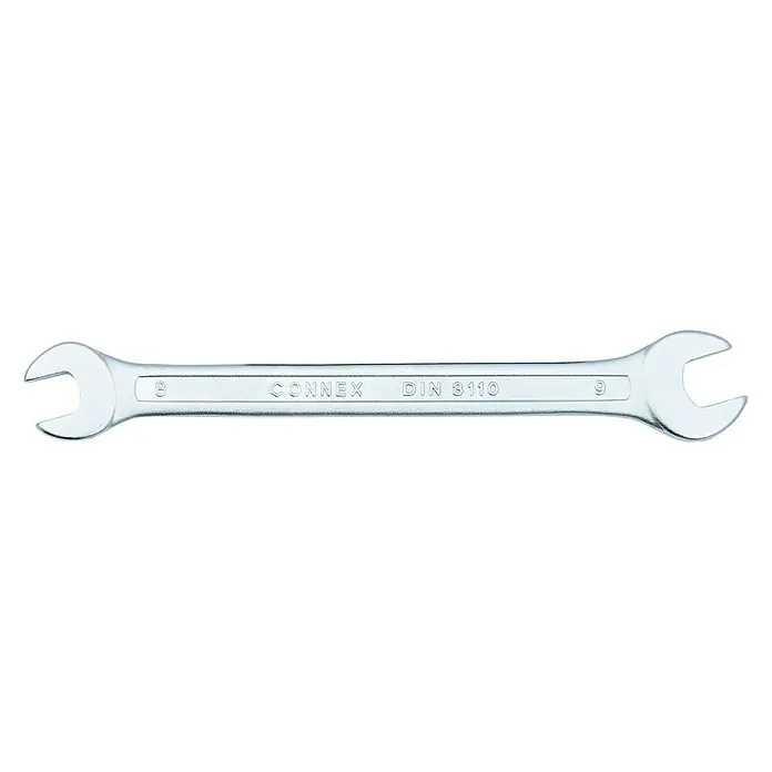 Connex Llave fija de doble boca - Ancho de llave: 8 mm - 9 mm - La llave fija Connex DIN 3110 es una herramienta robusta con medidas 8 y 9 para diversas aplicaciones de tornillos.