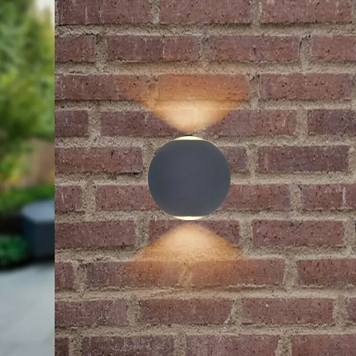Starlux LED-Außenwandleuchte Two-Eye - 6 W, 10 x 9 x 10,5 cm, Schwarz, IP54 - Moderne graue Wandleuchte aus Metall, die ein warmes Licht nach oben und unten wirft und eine gemütliche Atmosphäre schafft. Perfekt für den Außenbereich.