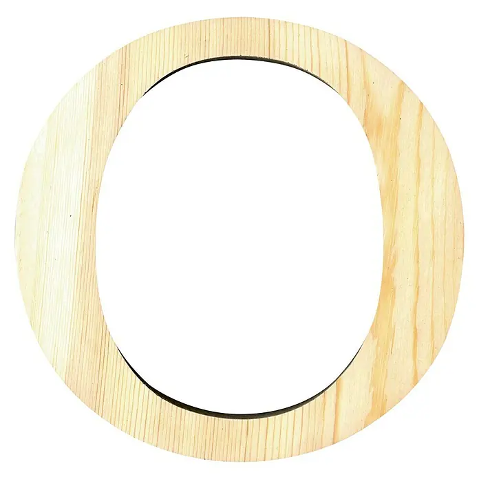 Artemio Letra de madera - Motivo: O, L x An x Al: 19 x 1 x 19 cm, Madera - Letra de madera O: Una letra de madera O marrón claro con vetas visibles. Sería una pieza decorativa o parte de un proyecto de bricolaje.