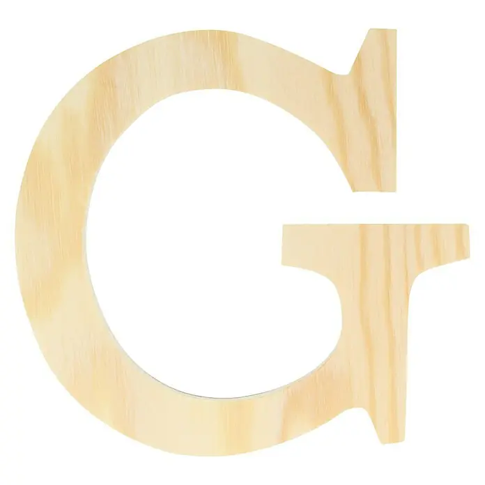 Artemio Letra de madera - Motivo: G, L x An x Al: 11,5 x 1 x 11,5 cm, Madera - Letra de madera G hecha de madera de pino clara con vetas visibles, ideal para proyectos de artesanía y decoraciones personalizadas.