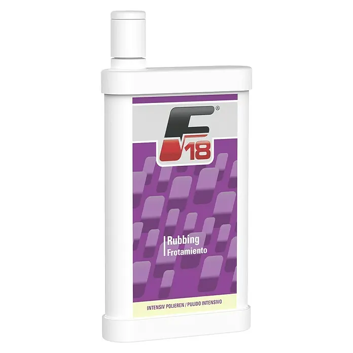 F18 Politur Rubbing - 500 ml - Abbildung einer Flasche F18 Rubbing Frotamiento, einem Poliermittel für intensive Polierarbeiten.
