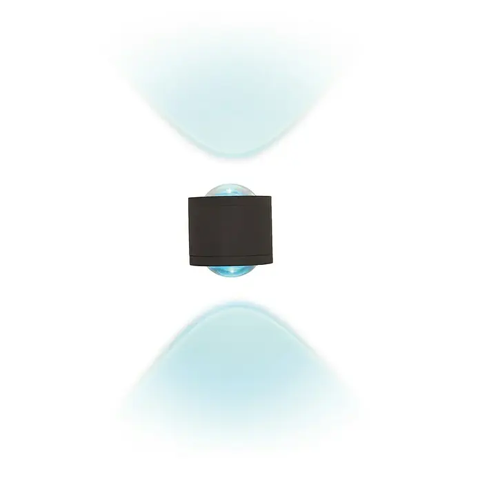 Starlux LED-Außenwandleuchte Fano - 10 W, 12 x 9 x 10,5 cm, Anthrazit, IP54 - Wandleuchte mit zylindrischem Design und blauer Lichtemission nach oben und unten für moderne Akzente.