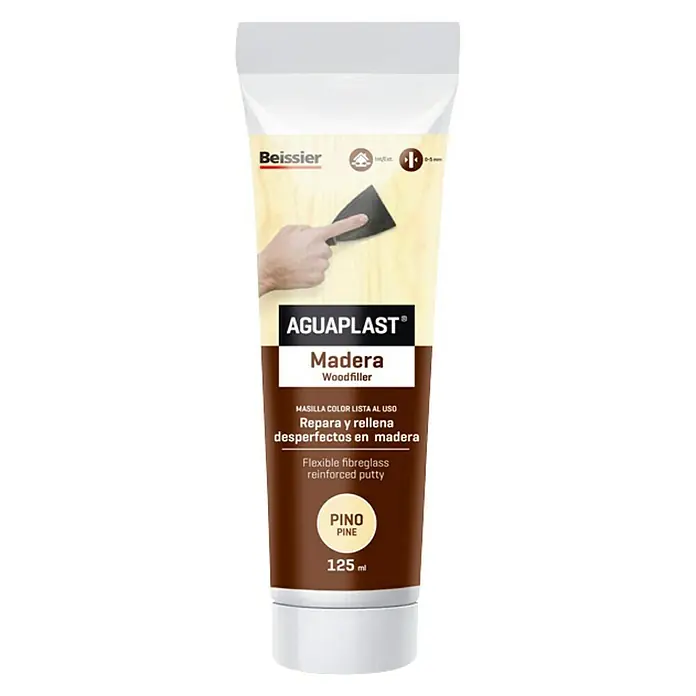 Beissier Aguaplast Masilla para madera - Pino, 125 ml - Tubo de masilla para madera AGUAPLAST Madera, ideal para reparar y rellenar imperfecciones en superficies de madera.
