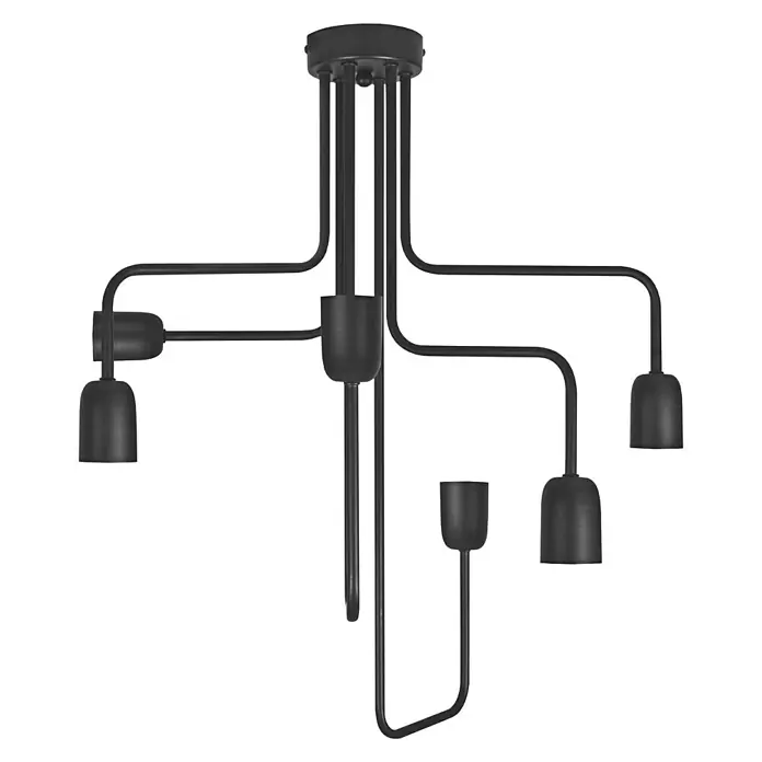 Ledvance Deckenleuchte 1906 PIPE - L x B x H: 53,4 x 10 x 610 cm, Stahl, E27 - Moderne schwarze Pendelleuchte mit mehreren Armen und Lampenfassungen für ein stilvolles Ambiente.
