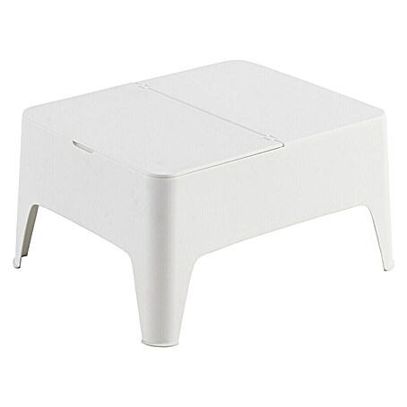 Mesa auxiliar de jardín Alaska (L x An x Al: 58 x 48 x 30 cm, Polipropileno, Blanco)