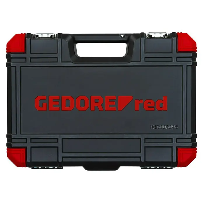 Gedore red Steckschlüssel-Set - 94 -tlg., Antriebsgröße: ½″ - Geschlossener Werkzeugkoffer von GEDORE red in Schwarz mit roten Akzenten für eine sichere Aufbewahrung.