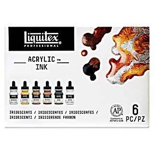 Liquitex Professional Set risarskih črnil iridescentna (Barvno sortirano, 6 kos x 30 ml, Steklenica)