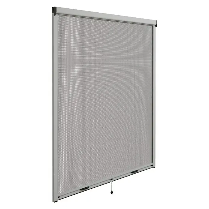 Mosquitera - An x Al: 100 x 140 cm, Montaje de la mosquitera: Inserción, Color bastidor: Plata - Primer plano de una mosquitera enrollable, que proporciona protección contra los insectos al tiempo que permite que el aire circule en la habitación.