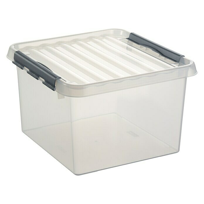 Sunware Aufbewahrungsbox (L x B x H: 40 x 40 x 26 cm, Kunststoff, Transparent, Farbe Griff: Schwarz)