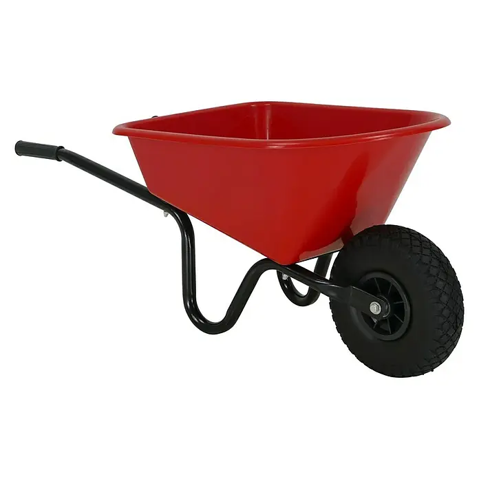 Altrad Kinder-Schubkarre - 20 l, Rot, Traglast: 10 kg - Rote Schubkarre mit schwarzem Rahmen und Rad. Ideal für Gartenarbeit und andere Transportaufgaben im Freien.