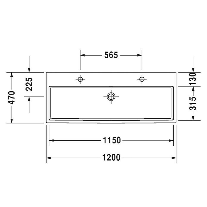 Duravit Vero Air Doppelwaschtisch120 x 47 cm, Ohne Spezialglasur, Hahnloch: Mitte, Ohne Überlauf, Weiß, Ungeschliffen Unknown