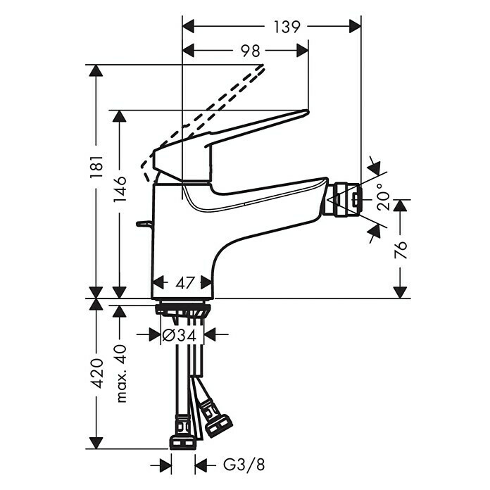 Hansgrohe Novus Loop Bidetarmatur 70 (Chrom, Glänzend)