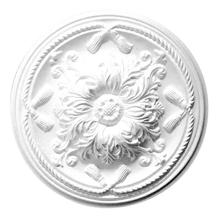 Rosette Classic Style K 14 - Durchmesser: 46 cm, Expandiertes Polystyrol (EPS), Historismus, Weiß - Vorderansicht