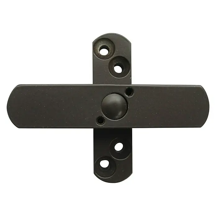 Bever Fenstersicherung Stuco Safe S21 - Zweiflügelig, Braun - Fenstergriff in Kreuzform, aus dunklem Metall, mit Befestigungslöchern. Ideal für moderne Fensterdesigns.
