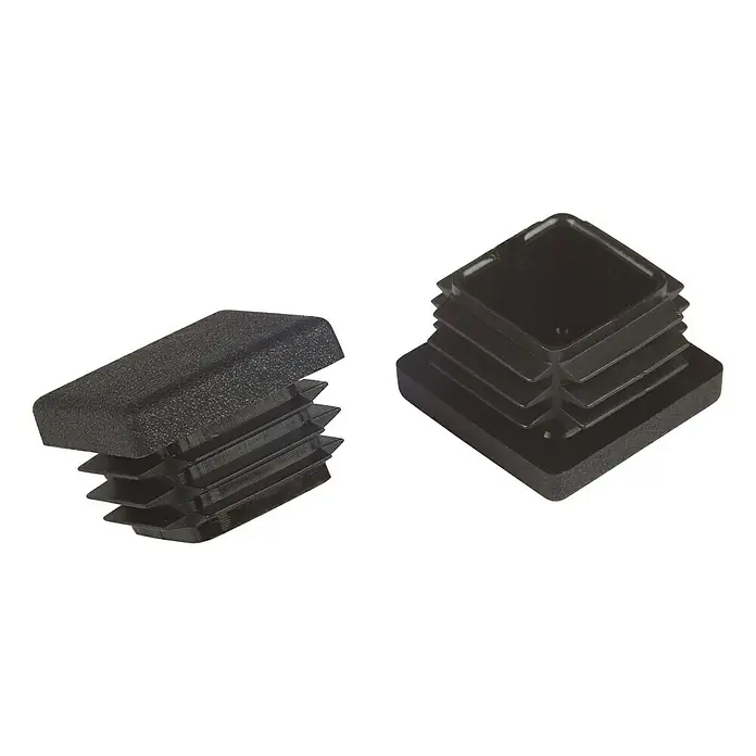 Stabilit Steckgleiter - 25 x 25 mm, Stecken, Schwarz, 4 Stk. - Zwei schwarze Vierkantrohrstopfen aus Kunststoff. Diese Stopfen schützen Rohrenden und verleihen ein sauberes Aussehen.