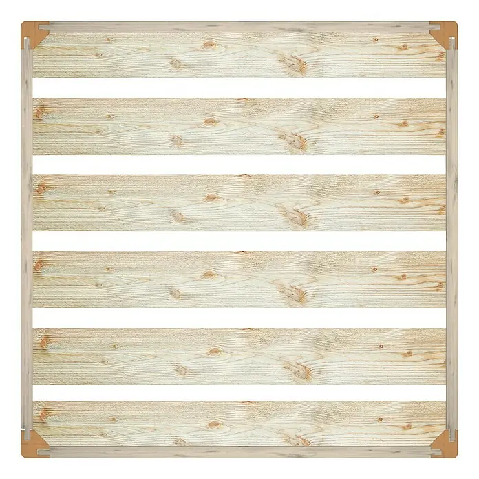 HolzZollhaus Holzkiste B 1/2 - 35 x 35 x 16 cm, Natur - Produktbild eines hellen Holzrahmens mit horizontalen Holzlatten und weißen Zwischenräumen, ideal für DIY-Projekte.